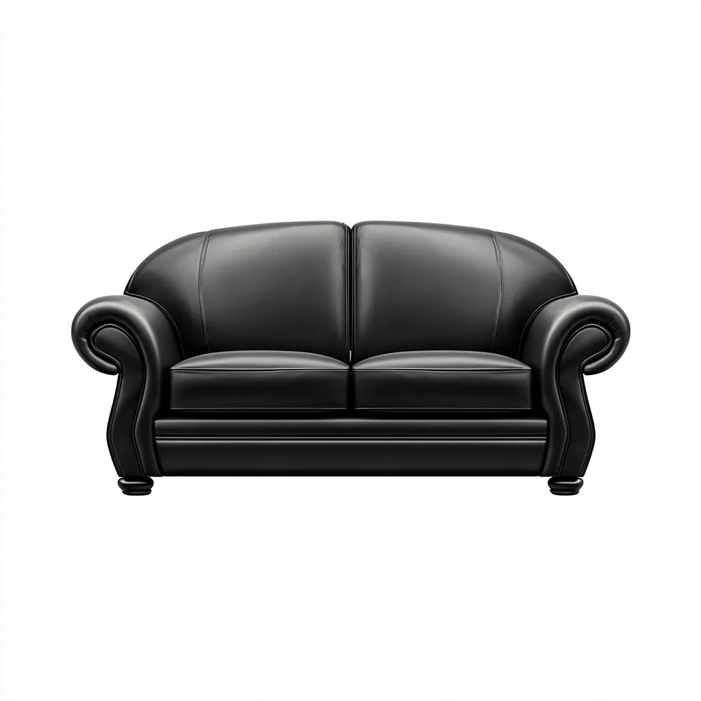 Divano lineare - Pelle - 165x90x95 cm - Nero - Design classico adatto al soggiorno-Nestleix