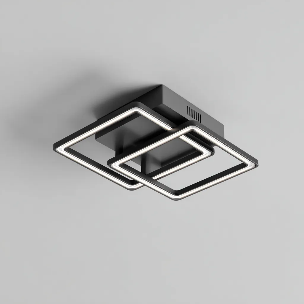 Lampada da soffitto metallo e acrilico 40x35x8 cm nero design moderno per soggiorno-Nestleix