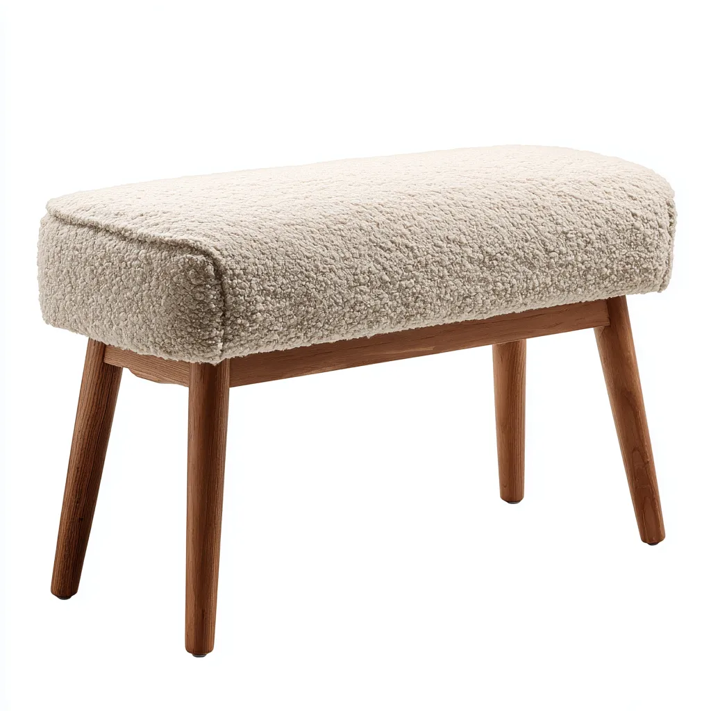 Panca per letto imbottita in tessuto bouclé con base in legno 100x38x45 cm - beige - design moderno - adatta alla camera da letto-Nestleix