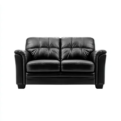 Divano lineare - Pelle - 142x85x88 cm - Nero - Design moderno adatto al soggiorno-Nestleix