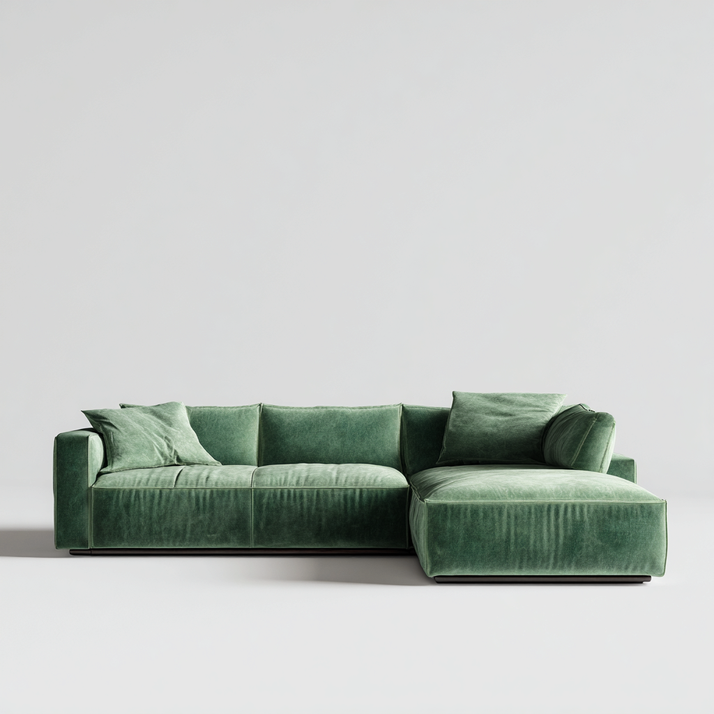 Divano angolare in tessuto vellutato 292x182x84 cm verde per soggiorno - design moderno-Nestleix