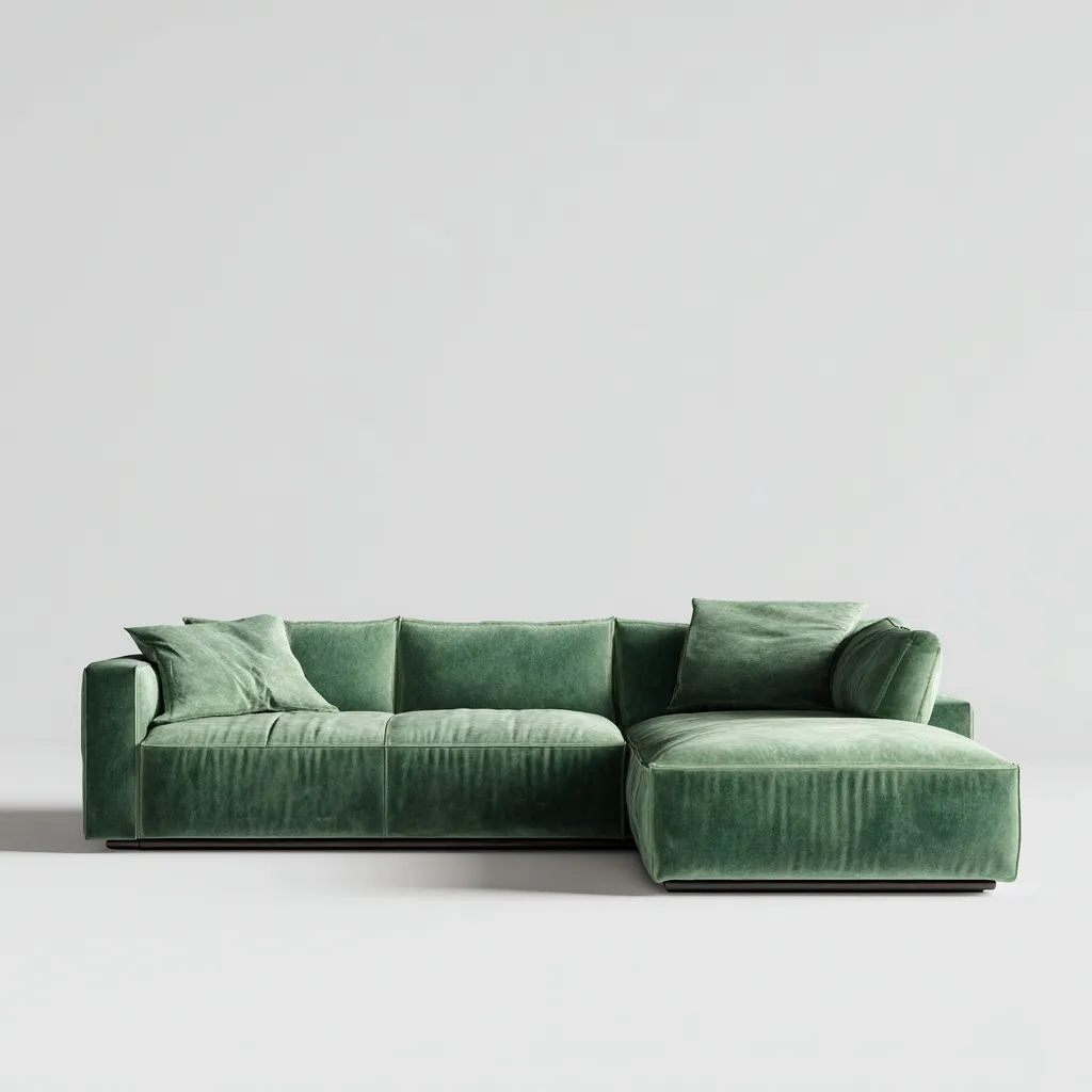 Divano angolare in tessuto vellutato 292x182x84 cm verde per soggiorno - design moderno-Nestleix