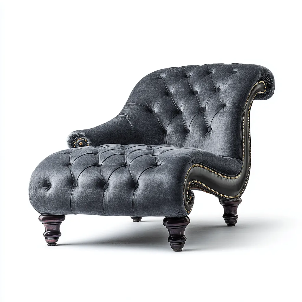 Chaise longue - Velluto 155x75x85 cm - Grigio - Design classico - Adatta per il soggiorno-Nestleix