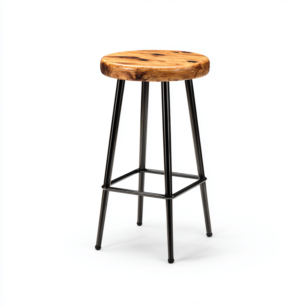 Sgabello da bar metallo e legno 32x32x72 cm marrone - nero design industriale adatto per ristorante-Nestleix