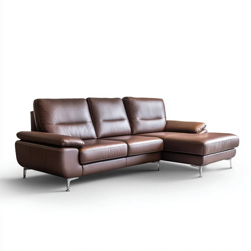 Divano angolare in pelle 285x180x86 cm marrone per soggiorno - design moderno-Nestleix