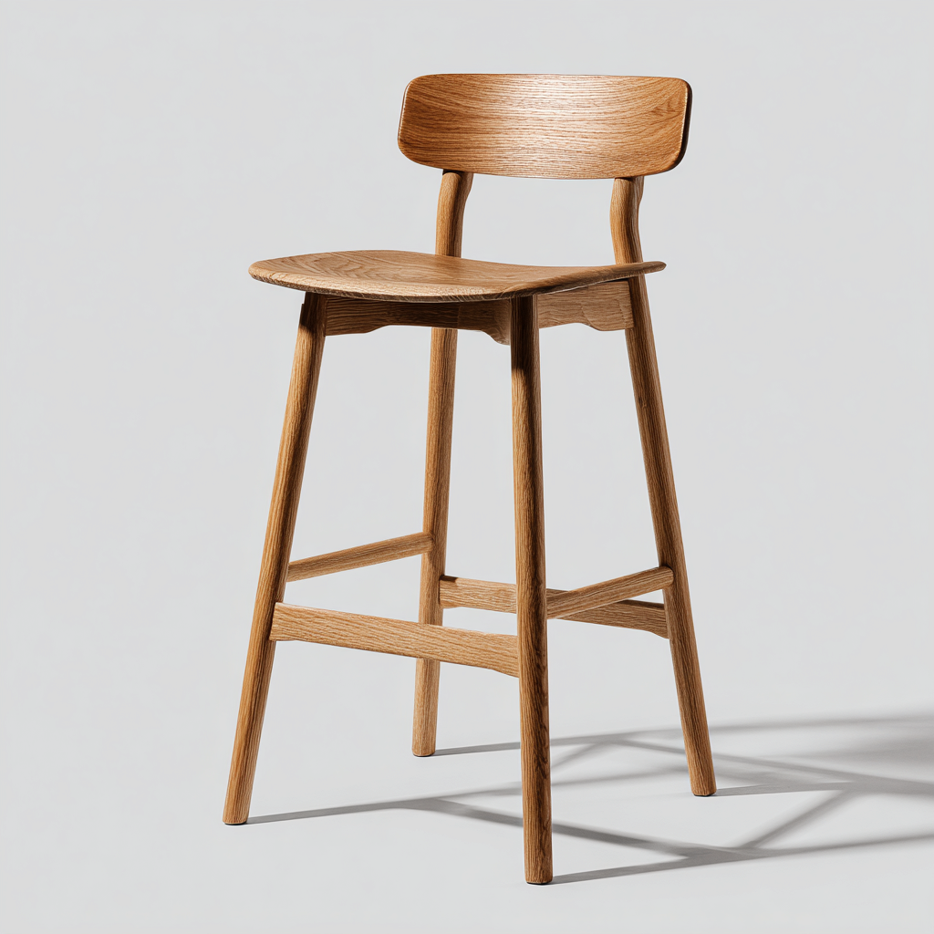 Sgabello da bar legno 46x49x102 cm legno naturale design nordico adatto per ristorante-Nestleix