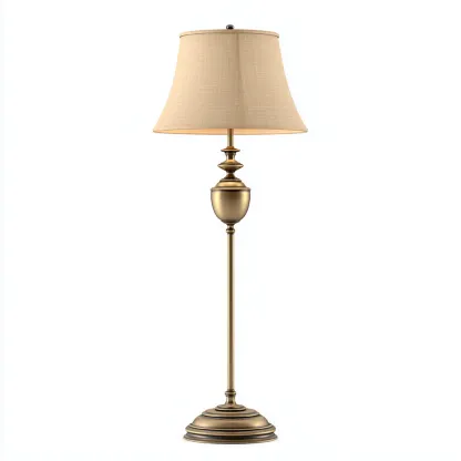 Lampada da terra Metallo - Tessuto 33x33x160 cm - oro - beige - per soggiorno - design classico-Nestleix