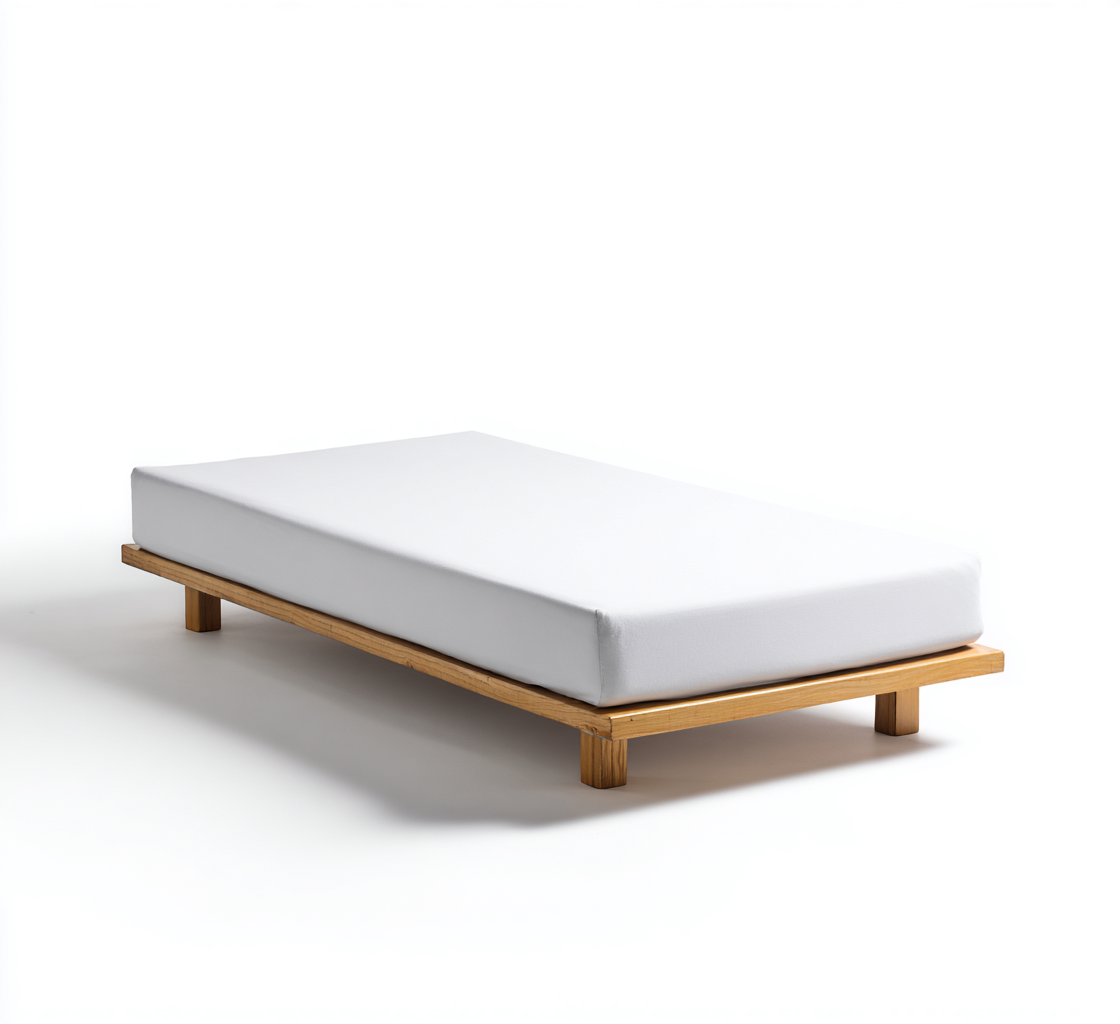 Letto singolo legno massello 200x100x25 cm colore naturale per camera da letto stile minimal-Nestleix