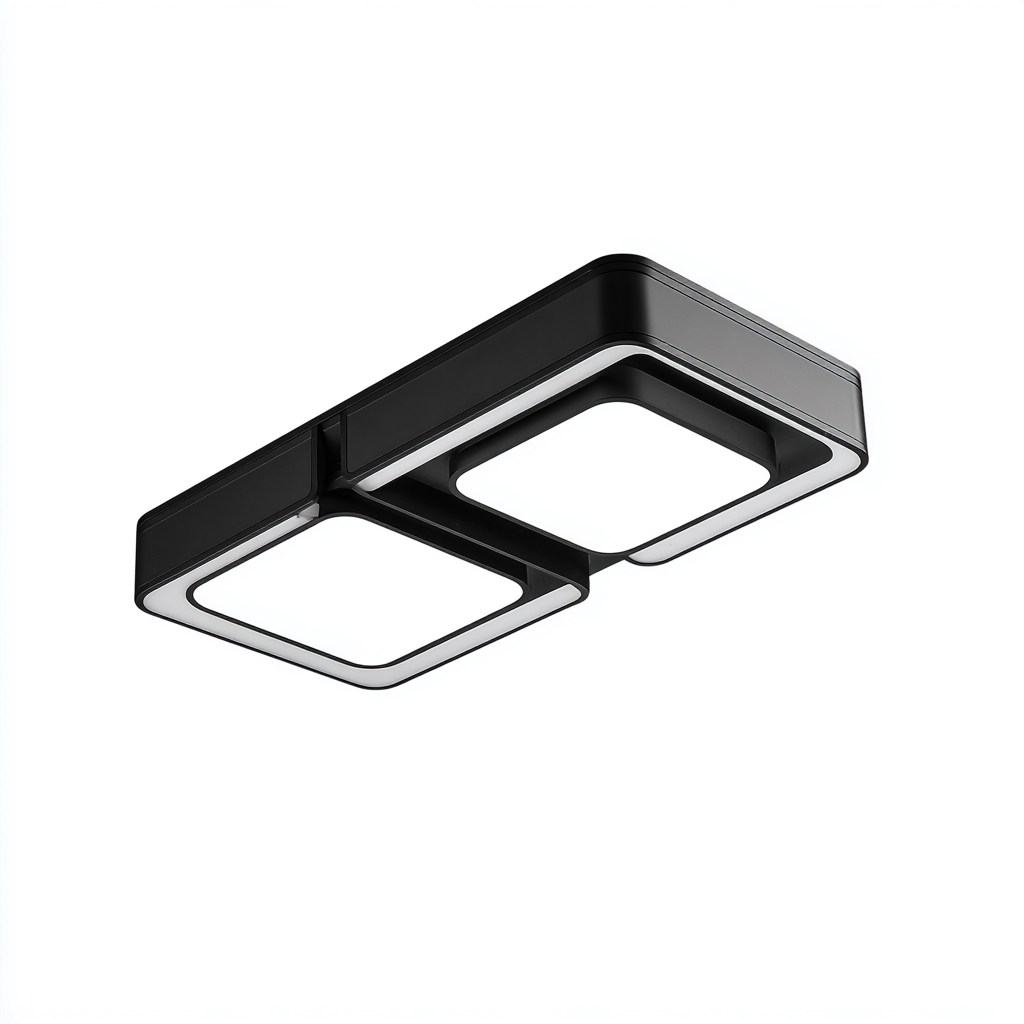 Lampada da soffitto metallo e acrilico 48x25x7 cm nero design moderno per soggiorno-Nestleix