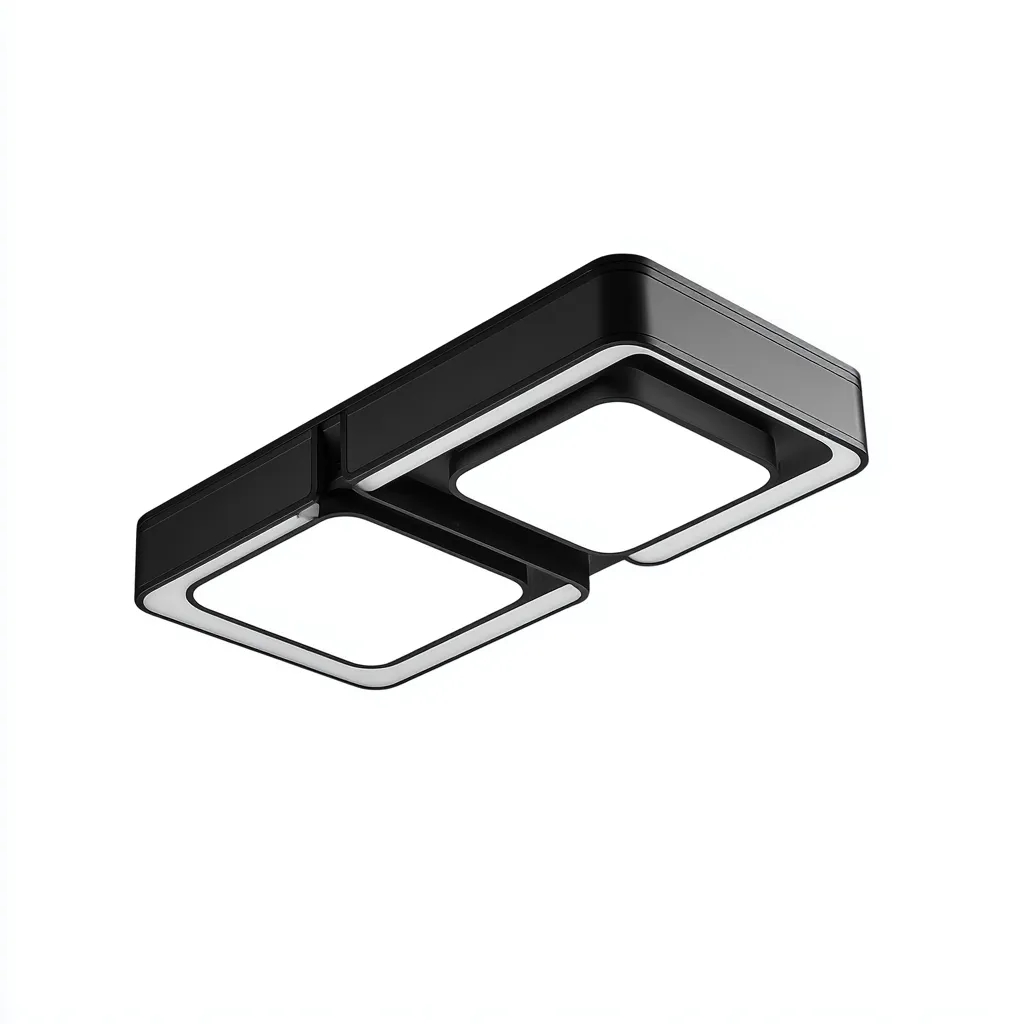 Lampada da soffitto metallo e acrilico 48x25x7 cm nero design moderno per soggiorno-Nestleix