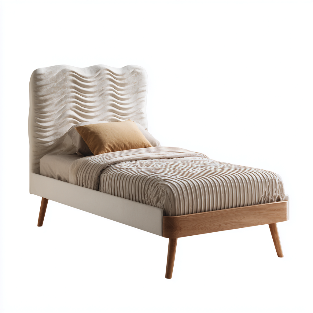 Letto singolo imbottito 200x100x105 cm bianco - legno naturale per camera da letto stile moderno-Nestleix