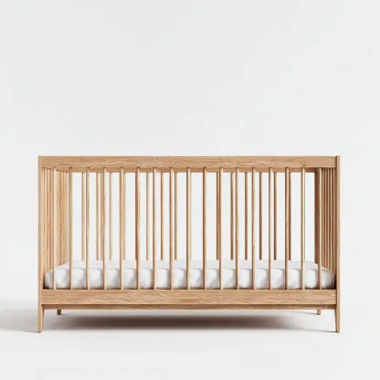 Lettino per bambini in legno 120x60x85 cm - legno naturale - design minimalista adatto per camera da letto-Nestleix