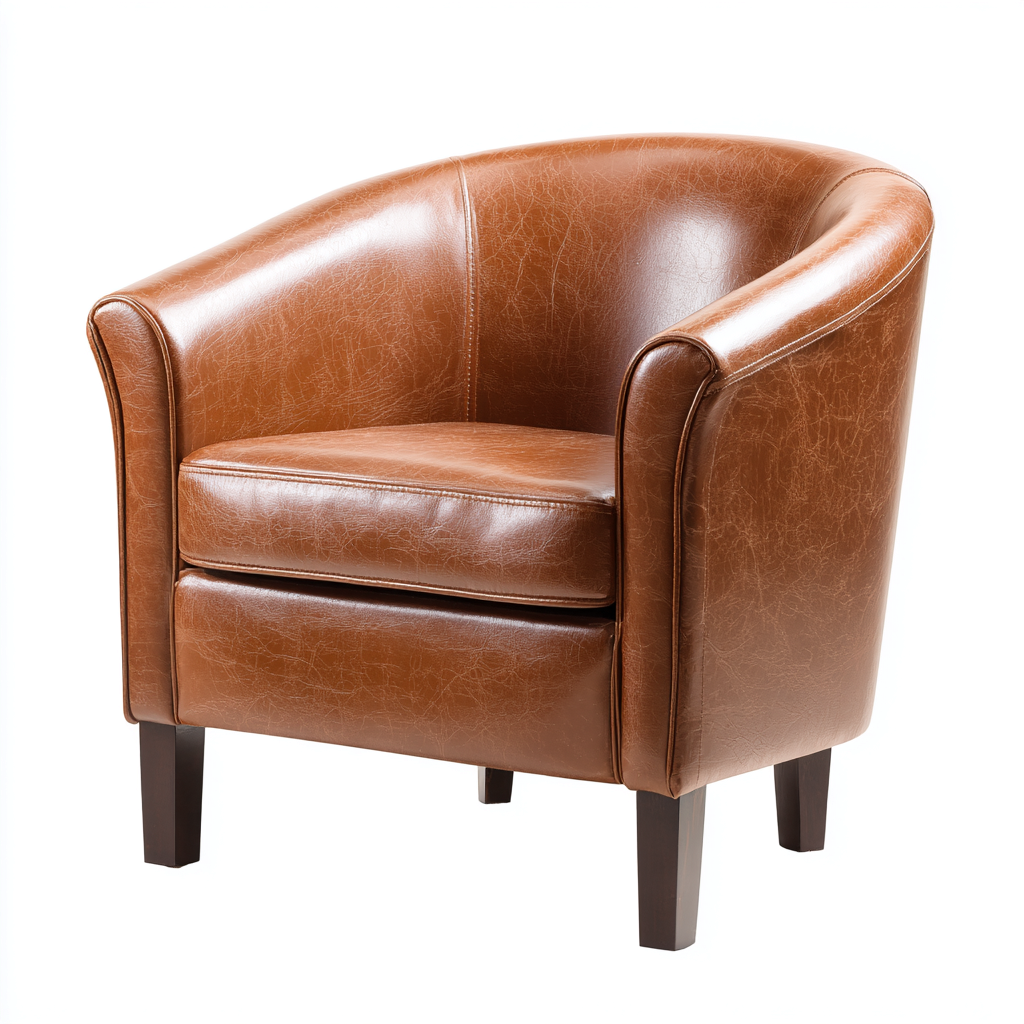 Poltrona pelle vera 78x70x82 cm marrone - design classico - per soggiorno-Nestleix