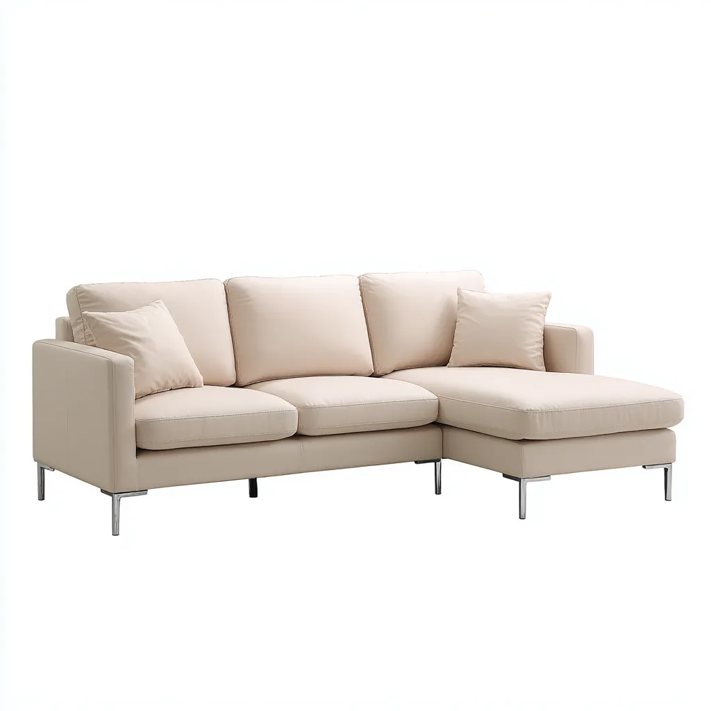 Divano angolare in pelle 275x165x82 cm beige per soggiorno - design moderno-Nestleix