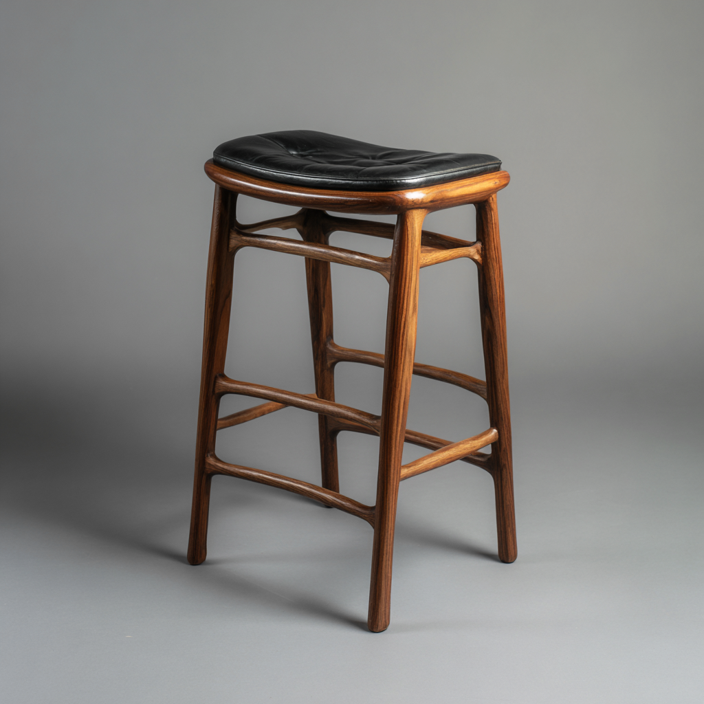 Sgabello da bar legno e pelle 45x30x75 cm nero design moderno adatto per ristorante-Nestleix