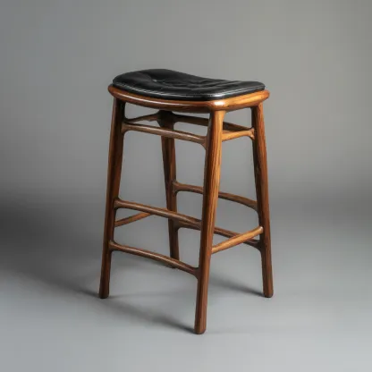 Sgabello da bar legno e pelle 45x30x75 cm nero design moderno adatto per ristorante-Nestleix