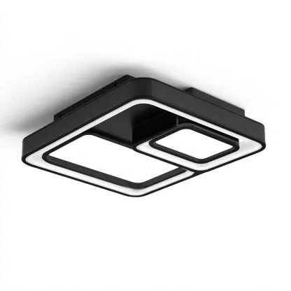 Lampada da soffitto metallo e acrilico 50x50x8 cm nero design moderno per soggiorno-Nestleix