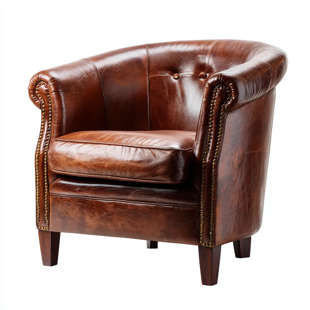 Poltrona pelle vera 80x72x84 cm marrone - design classico - per soggiorno-Nestleix