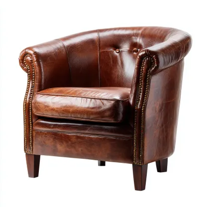 Poltrona pelle vera 80x72x84 cm marrone - design classico - per soggiorno-Nestleix