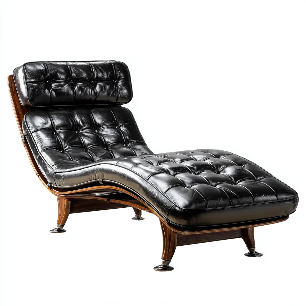 Chaise longue - Pelle 155x75x85 cm - Nero - Design moderno - Adatta per il soggiorno-Nestleix