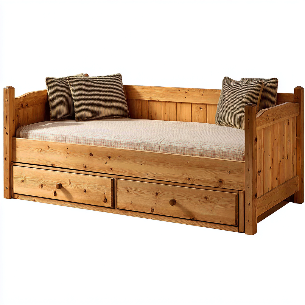 Divano letto legno 200x90x95 cm legno naturale per soggiorno stile rustico-Nestleix