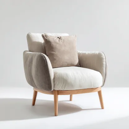 Poltrona tessuto 88x84x92 cm beige - grigio - design moderno - per soggiorno-Nestleix