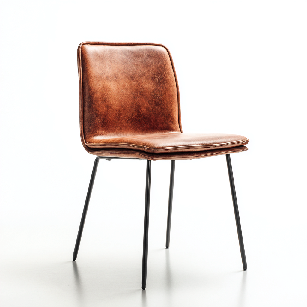 Sedia da pranzo metallo e pelle 49x47x83 cm - marrone - adatta alla sala da pranzo - design contemporaneo-Nestleix