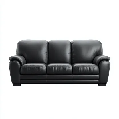 Divano lineare - Pelle - 210x97x98 cm - Nero - Design moderno adatto al soggiorno-Nestleix