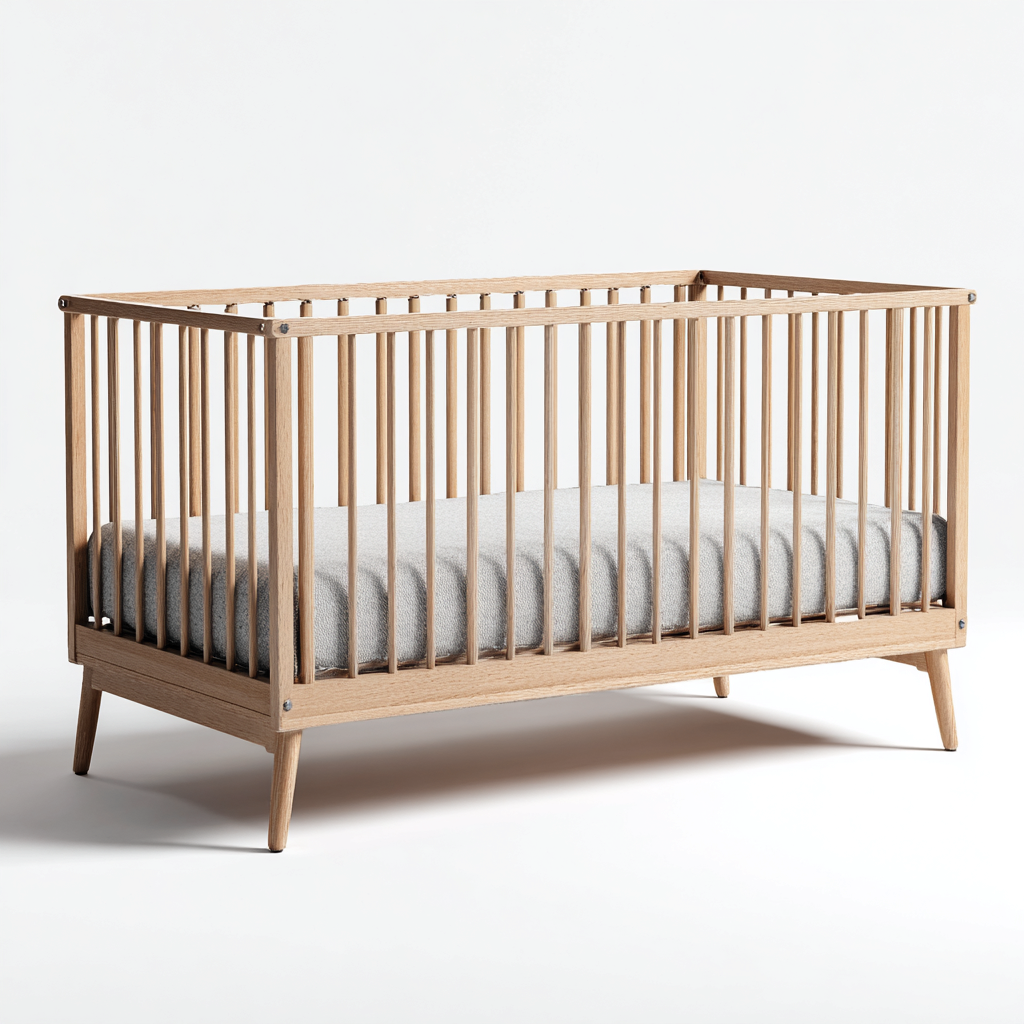 Lettino per bambini in legno 120x60x85 cm - legno naturale - design minimalista adatto per camera da letto-Nestleix