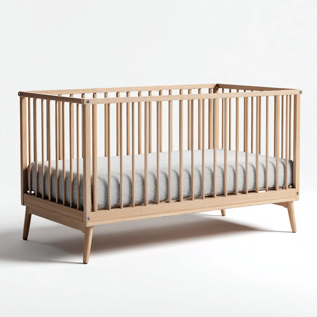 Lettino per bambini in legno 120x60x85 cm - legno naturale - design minimalista adatto per camera da letto-Nestleix