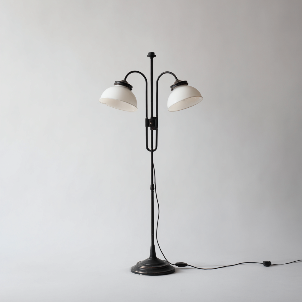 Lampada da terra Metallo - Vetro 32x28x165 cm - nero - bianco - per soggiorno - design moderno-Nestleix