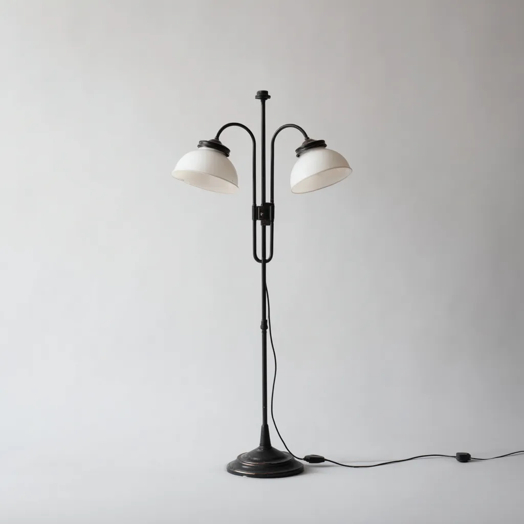 Lampada da terra Metallo - Vetro 32x28x165 cm - nero - bianco - per soggiorno - design moderno-Nestleix