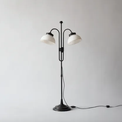 Lampada da terra Metallo - Vetro 32x28x165 cm - nero - bianco - per soggiorno - design moderno-Nestleix