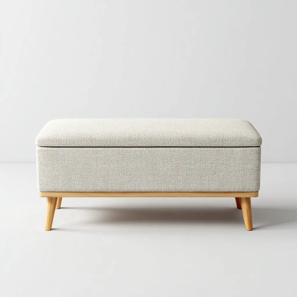 Panca per letto con contenitore in tessuto e base in legno 110x45x45 cm - grigio chiaro - design moderno - adatta alla camera da letto-Nestleix