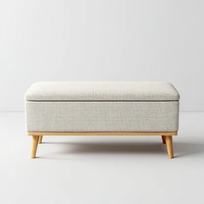 Panca per letto con contenitore in tessuto e base in legno 110x45x45 cm - grigio chiaro - design moderno - adatta alla camera da letto-Nestleix