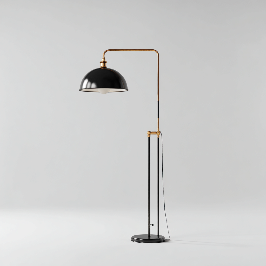 Lampada da terra Metallo 30x28x160 cm - nero - oro - per soggiorno - design moderno-Nestleix