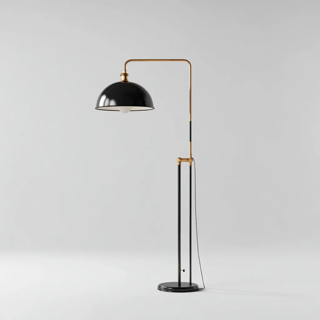 Lampada da terra Metallo 30x28x160 cm - nero - oro - per soggiorno - design moderno-Nestleix