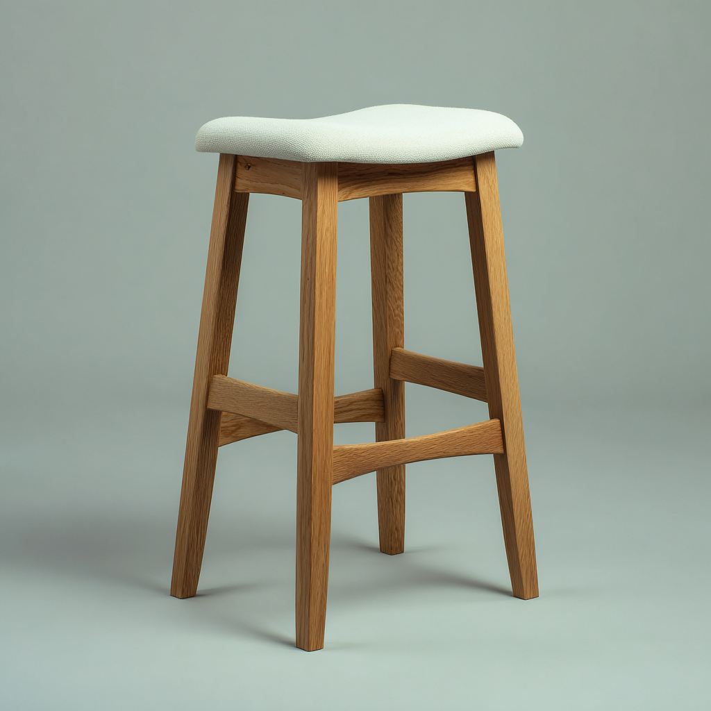 Sgabello da bar legno e tessuto 40x35x65 cm legno naturale - bianco design nordico adatto per ristorante-Nestleix