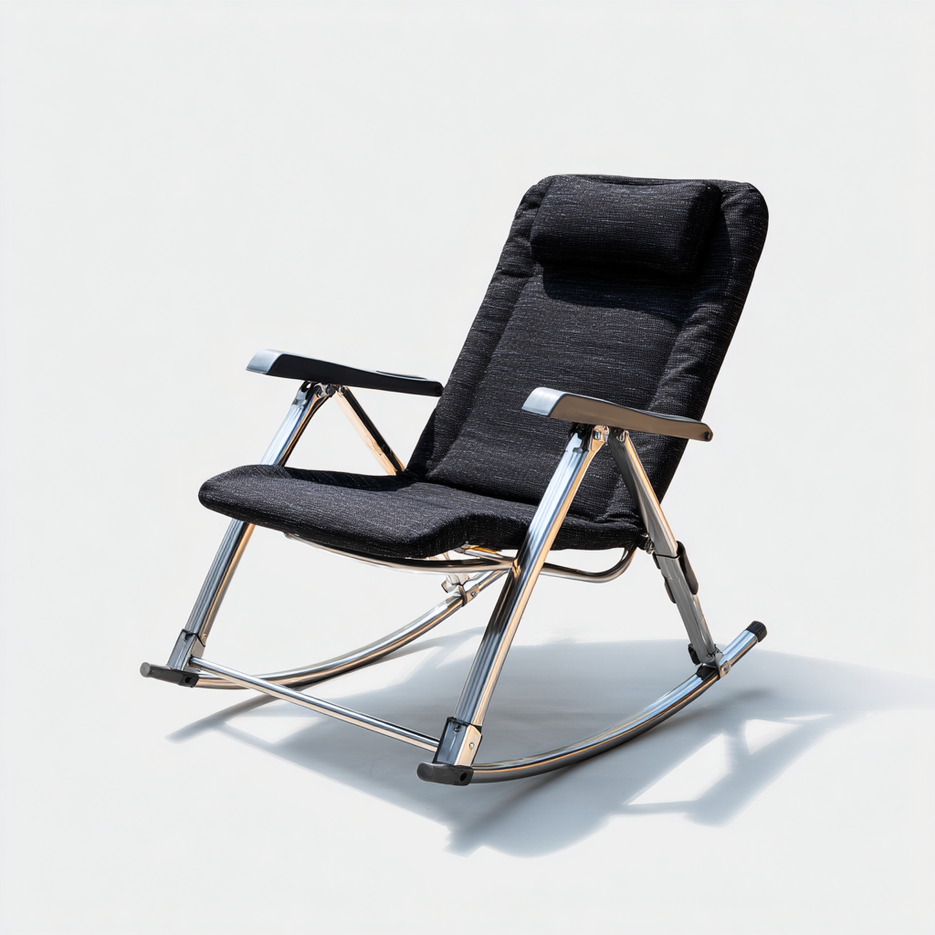 Sedia a dondolo - Tessuto - Metallo - 65x58x100 cm - Nero - Design moderno - adatto al soggiorno-Nestleix