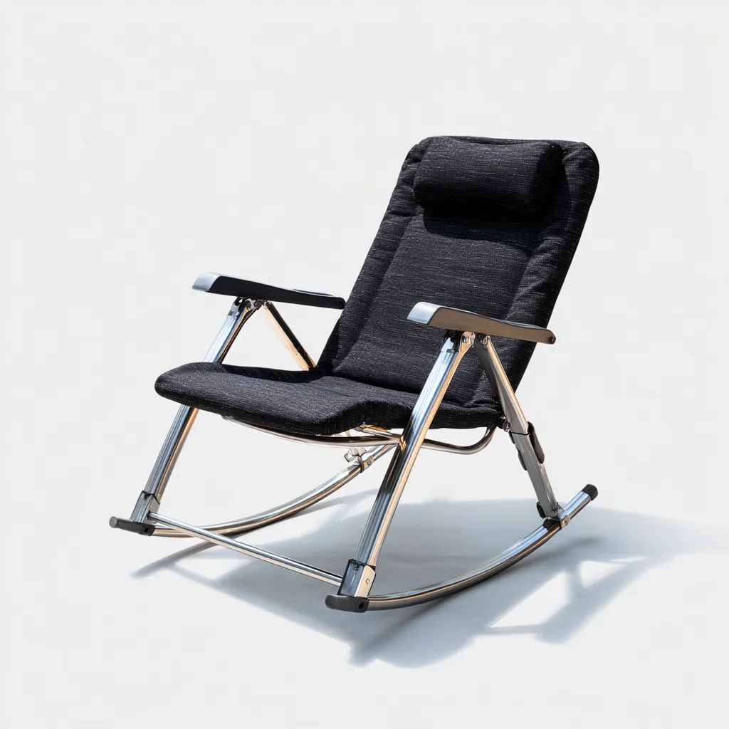 Sedia a dondolo - Tessuto - Metallo - 65x58x100 cm - Nero - Design moderno - adatto al soggiorno-Nestleix