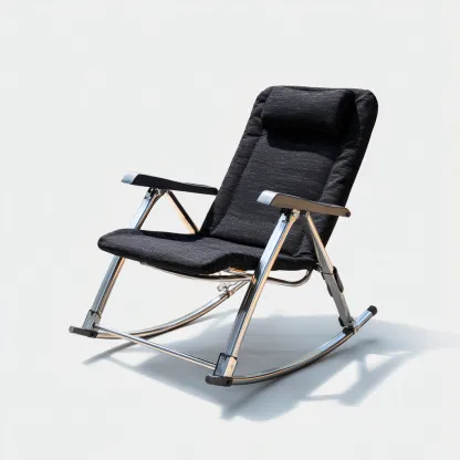 Sedia a dondolo - Tessuto - Metallo - 65x58x100 cm - Nero - Design moderno - adatto al soggiorno-Nestleix