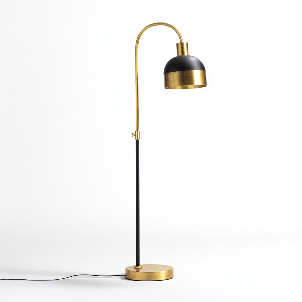 Lampada da terra metallo 30x25x152 cm - nero - oro - design moderno - per soggiorno-Nestleix