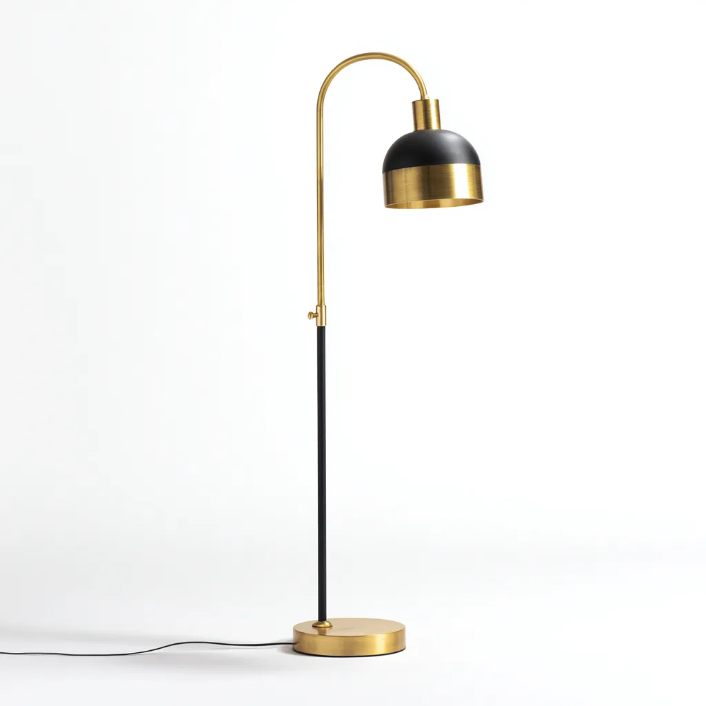 Lampada da terra metallo 30x25x152 cm - nero - oro - design moderno - per soggiorno-Nestleix