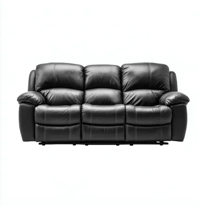 Divano lineare - Pelle - 198x95x97 cm - Nero - Design moderno adatto al soggiorno-Nestleix