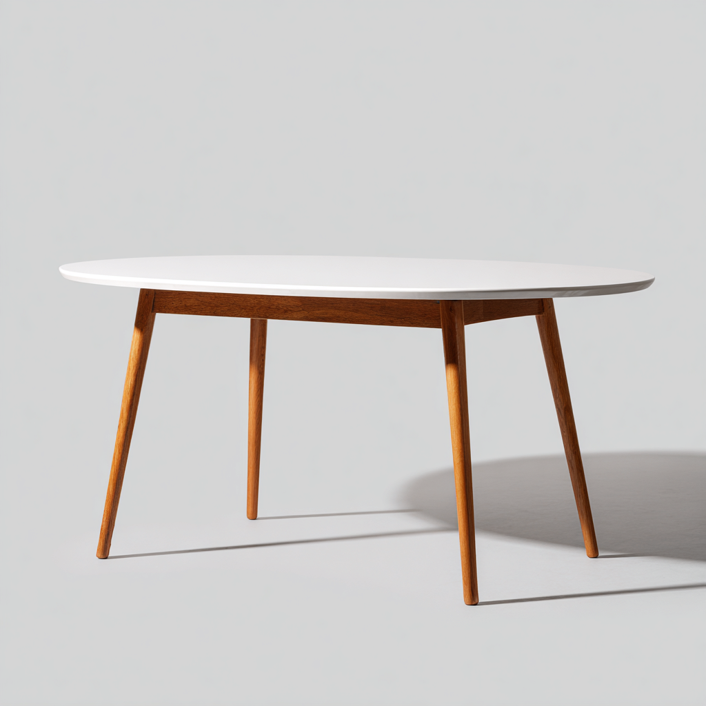 Tavolo da pranzo ovale in legno 150x90x75 cm - bianco e legno naturale - design moderno per sala da pranzo-Nestleix