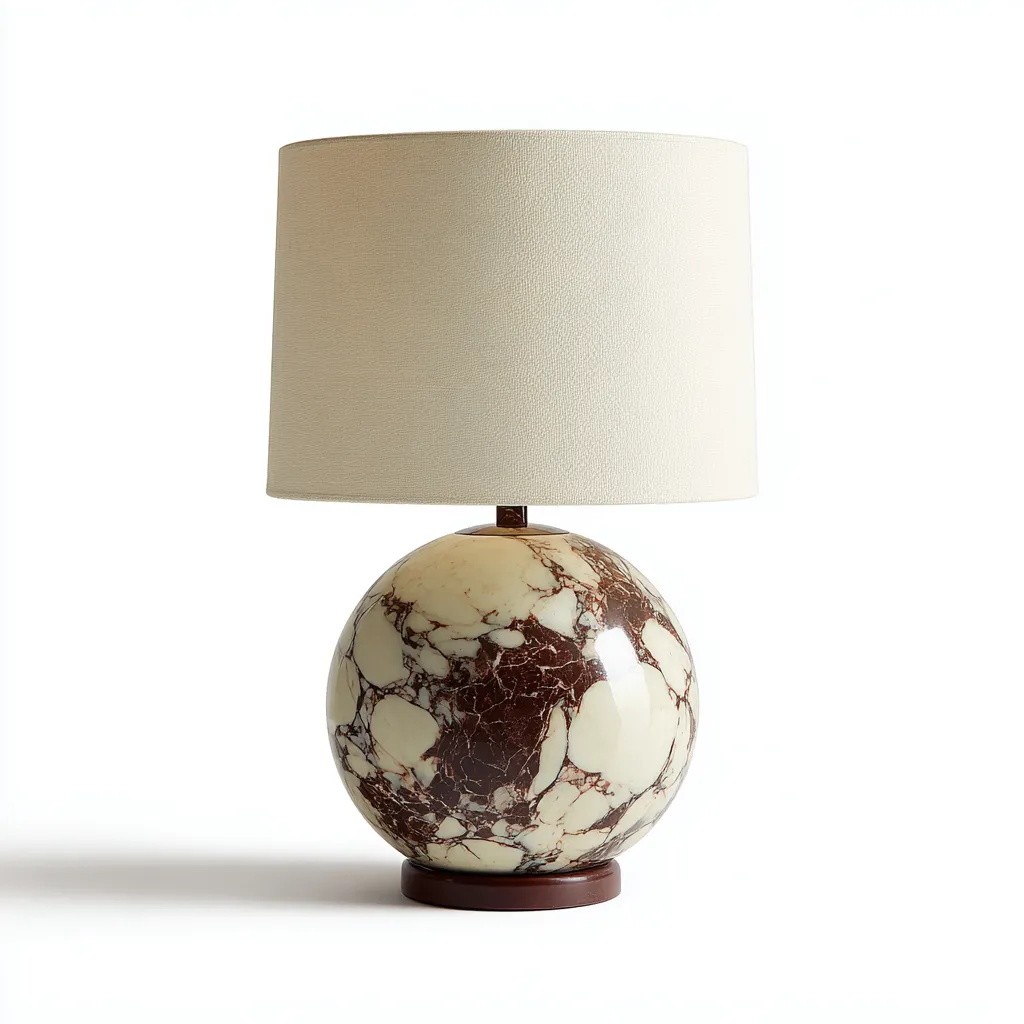 Lampada da tavolo base effetto marmo 30x30x45 cm - beige - marrone - adatta al soggiorno e alla camera da letto - design moderno-Nestleix