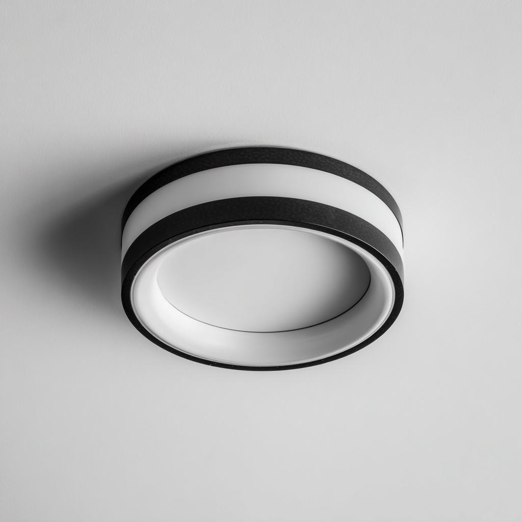 Lampada da soffitto metallo e acrilico 30x30x10 cm bianco e nero design moderno per soggiorno-Nestleix