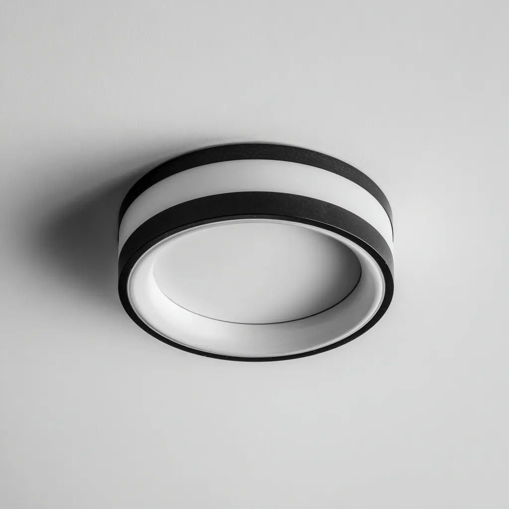 Lampada da soffitto metallo e acrilico 30x30x10 cm bianco e nero design moderno per soggiorno-Nestleix