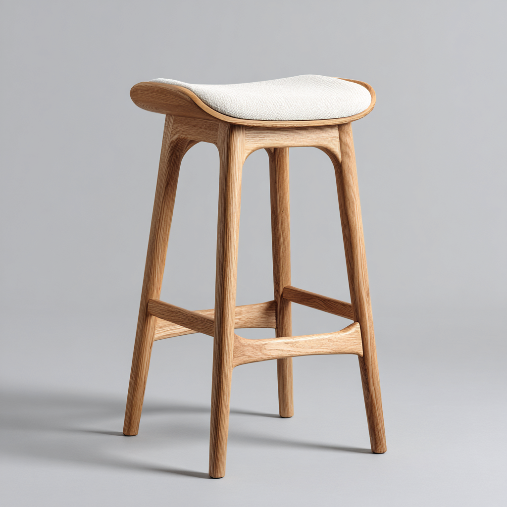 Sgabello da bar legno e tessuto 42x35x68 cm legno naturale - bianco design nordico adatto per ristorante-Nestleix