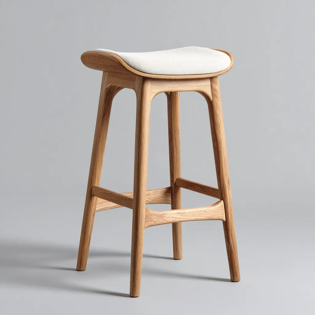 Sgabello da bar legno e tessuto 42x35x68 cm legno naturale - bianco design nordico adatto per ristorante-Nestleix